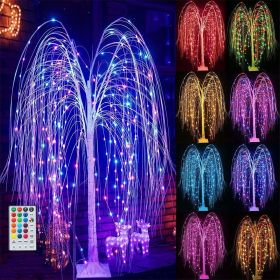 216 LED 5FT Colorful Lighted Willow Tree;  RGB LED Tree with Remote;  Willow Tree with Multicolored White String Lights for Indoor Outdoor Christmas P