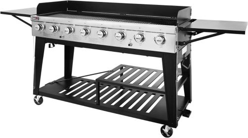 8-Burner Gas Grill, 104,000 BTU Liquid Propane Grill, Independently Controlled Dual Systems, Outdoor Party or Backyard BBQ