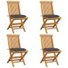 Patio Chairs with Anthracite Cushions 4 pcs Solid Teak Wood