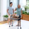 Portable Charcoal BBQ Grills Steel Rotisserie Outdoor Cooking Height Adjustable with 4 Wheels Large / Small Skewers Portability for Patio, Backyard