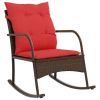 Patio Rocking Chair with Cushions Brown Poly Rattan