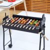 Portable Charcoal BBQ Grills Steel Rotisserie Outdoor Cooking Height Adjustable with 4 Wheels Large / Small Skewers Portability for Patio, Backyard