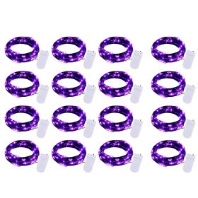 16 Pack Led Fairy Lights Battery Operated String Lights Waterproof Silver Wire 7 Feet 20 Led Firefly Starry Moon Lights For DIY Wedding Party Bedroom (Color: Purple)