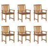 Patio Chairs with Cushions 6 pcs Solid Acacia Wood