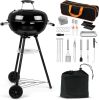 18 Inch Charcoal Grill, 2-In-1 Kettle Outdoor Barbecue Grill, Portable Black BBQ Grill for Camping/Backyard/Patio/Picnic
