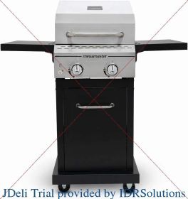 BBQ Grill, Propane Barbecue Gas Grill with Foldable Side Tables and Warming Rack, Perfect for Camping, Patio, BBQ Grills (Color: Black Silver)