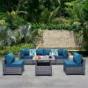 7 Pieces Wicker Patio Furniture Set PE Rattan Outdoor Conversation Sofa Set with Liftable Storage Table and Non-Slip Cushions