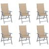 Patio Reclining Chairs 6 pcs with Cushions Solid Acacia Wood