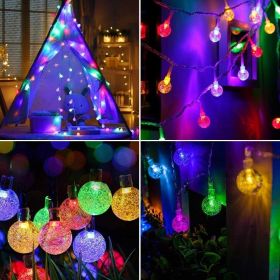 2 Pack 60 LED 36 FT Each;  Crystal Globe Lights with 8 Lighting Modes;  Solar Powered Patio Lights for Garden Yard Porch Wedding Party Decor; Solar St (Color: colorful)