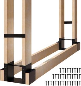 Firewood Log Rack Bracket Kit,Firewood Holder Installed by 2x4 Lumber,DIY Log Storage Rack Brackets with Sidebars (Style: Firewood Log Rack)
