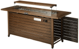 57 in Propane Fire Pit Table, 50000BTU, Retangular Outdoor Gas Fire Pit Table, Firepit Table with Lid & Wind Guard, ETL Certification