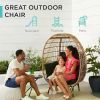 Wicker Egg Chair, Oversized Outdoor Lounger for Patio, Backyard, Living Room w/ 4 Cushions, Steel Frame, 440lb Capacity - Black