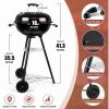 18 Inch Charcoal Grill, 2-In-1 Kettle Outdoor Barbecue Grill, Portable Black BBQ Grill for Camping/Backyard/Patio/Picnic