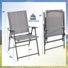 2 Pieces Patio Folding Chairs with Armrests for Deck Garden Yard