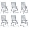 Patio Reclining Chairs 6 pcs with Cushions Solid Acacia Wood